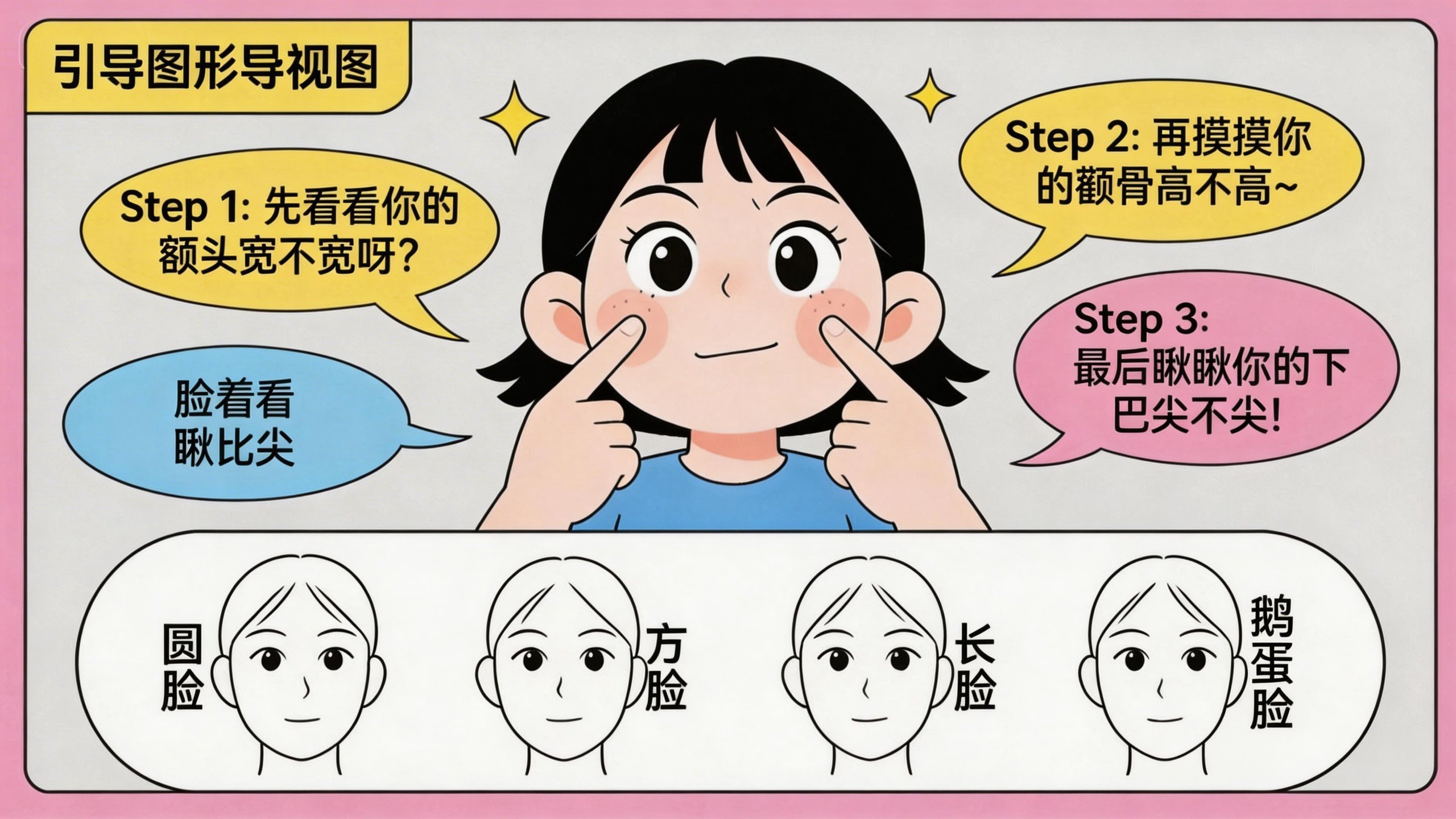 脸型自测指南示意图